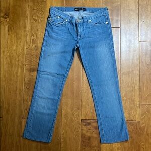 Rock & Republic Y2K Light Blue Cropped Low Rise Denim Jeans Size 27 Gold